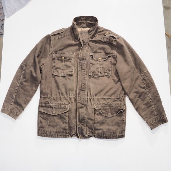 Columbia Utility Jacket Mens Extra Large Brown Canvas Barn Chore Coat Work Faded - Picture 14 of 14